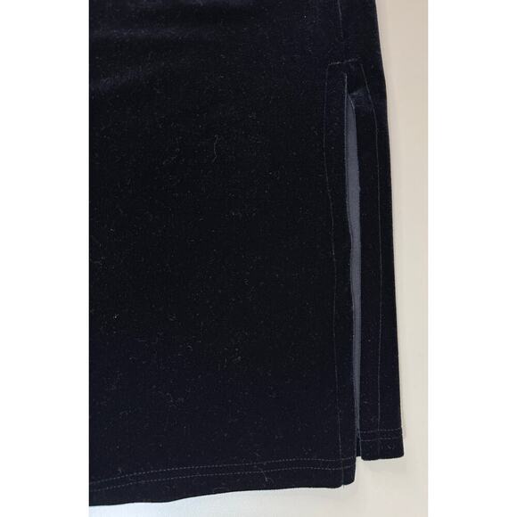 Vintage 90s Y2K Black Velvet Maxi XL Skirt Spooky Halloween Witchy WhimsyGoth - Picture 2 of 9